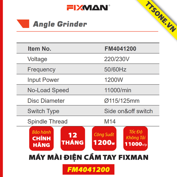 Máy Mài Điện Cầm Tay 1200W Fixman FM4041200 - Chính hãng