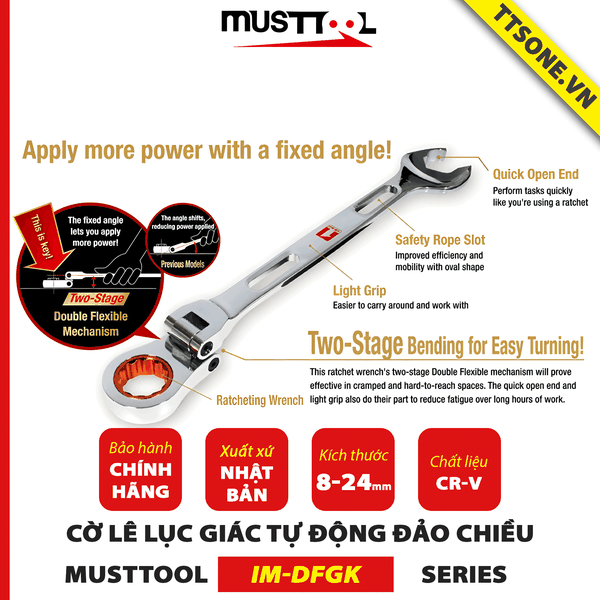 Cờ Lê Lục Giác 19mm MUST TOOL IM-DFGK19 - Chính hãng