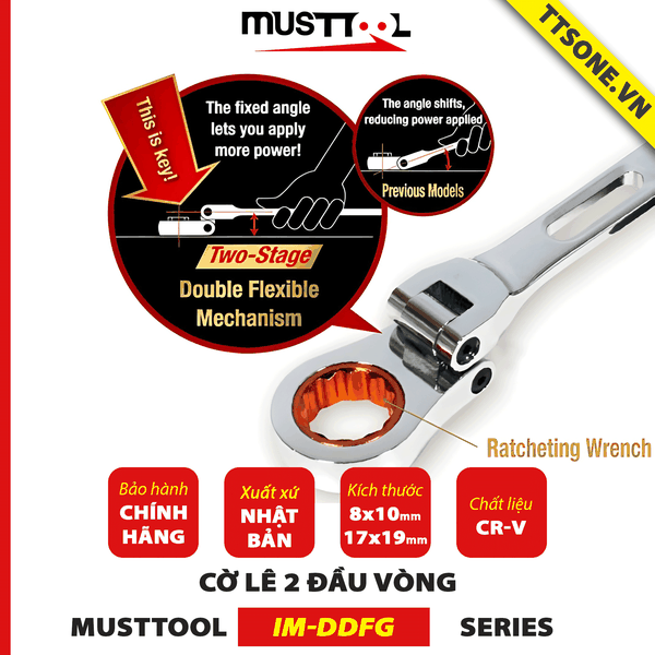 Cờ Lê 2 Đầu Vòng 8x10mm MUSTTOOL IM-DDFG0810 - Chính hãng