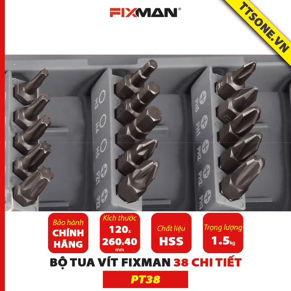 Bộ Tua Vít  38 Chi Tiết FIXMAN PT38 - Chính hãng