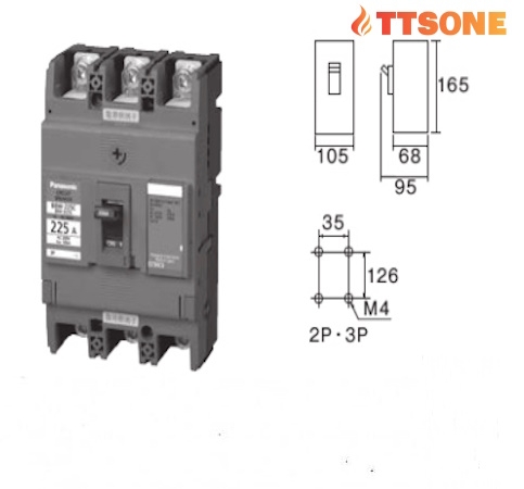 Cầu Dao MCCB 3P 175A 50kA/25k (200V/415V) PANASONIC BBW3175KY