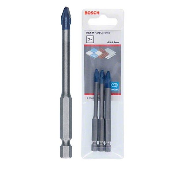 Bộ 3 mũi khoan gạch cứng Hex-9 (5/6/8) Bosch 2608900595 - Chính Hãng
