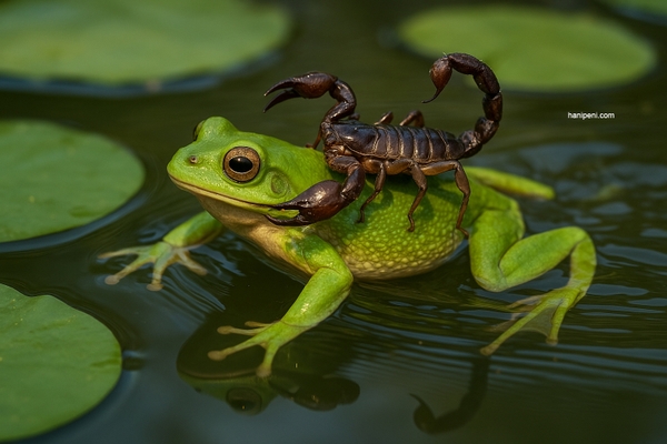 Ếch cõng bò cạp qua sông