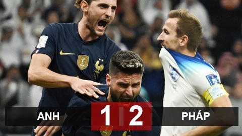 World Cup 2022 Kết quả Anh 1-2 Pháp, vòng tứ kết
