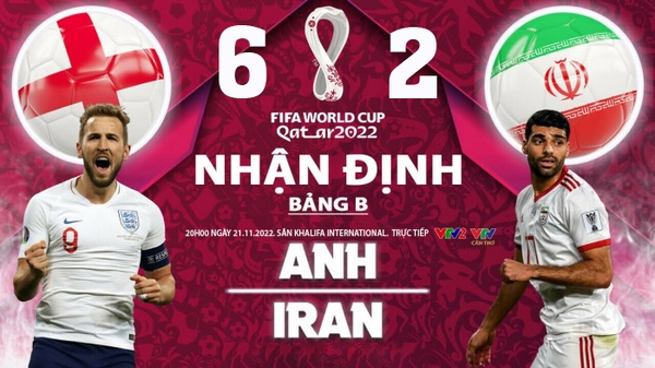 Kết quả trận Anh 6-2 Iran, World Cup 2022