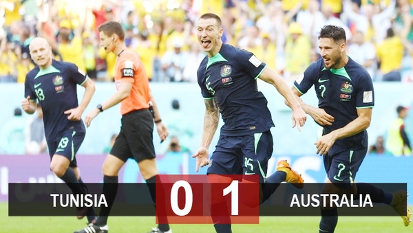 Kết quả tuyển Tunisia 0-1 Úc, World Cup 2022