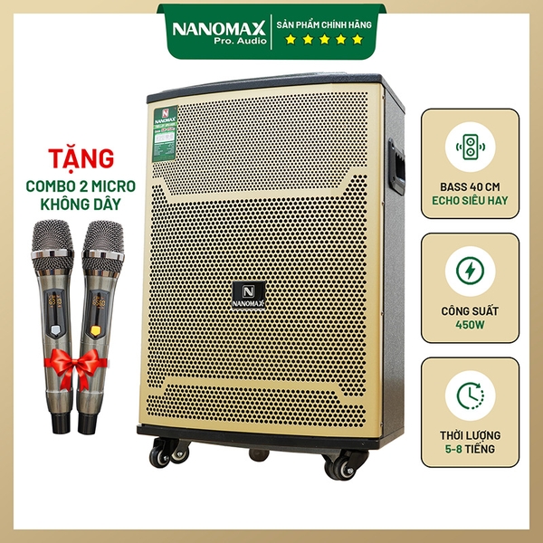 Loa kéo Nanomax SK-15X3 (Bass 40cm/ 450W/ Karaoke/ Bluetooth)
