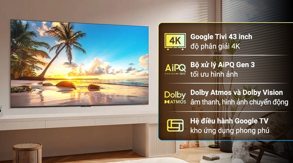 Google Tivi Led TCL 4K 43 inch 43P79B (Mới 2024)