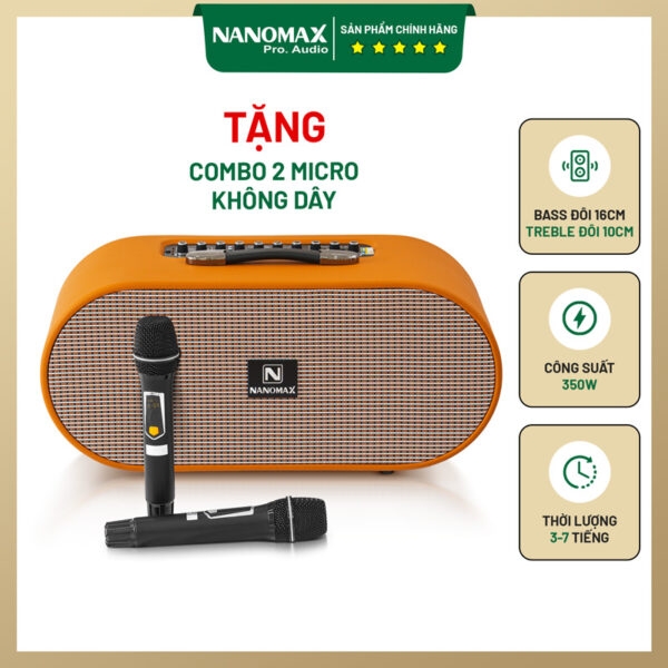 Loa Karaoke Xách Tay Nanomax X-18 Bass Đôi 16cm 350w/max