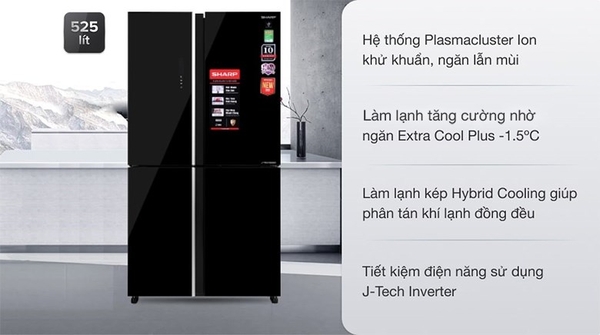 Tủ lạnh Sharp Inverter 600 lít SJ-SBXP600VG-BK