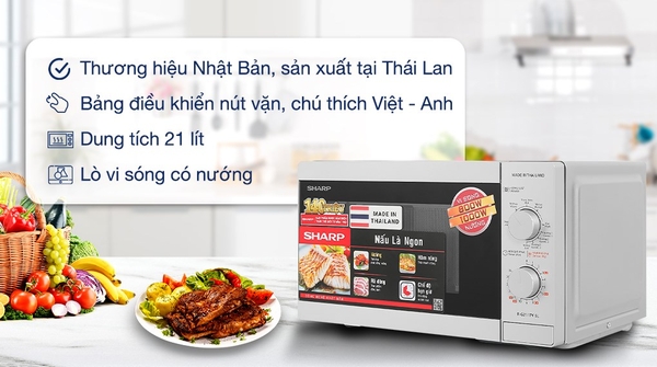 Lò vi sóng có nướng Sharp R-G211TV-SL (21 lít)