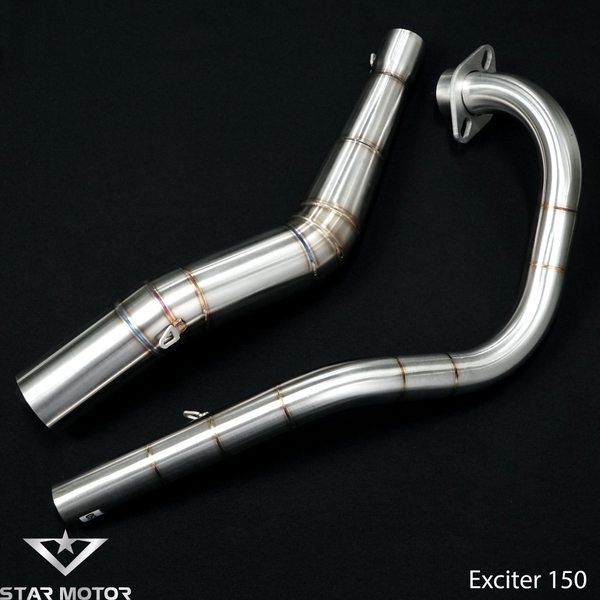 Cổ pô tăng 2 khúc Inox 304 tặng 2 lò xo gắn Exciter, Winner