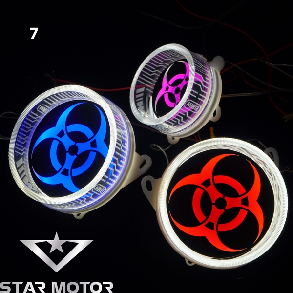 Đèn Led xoay Sharingan gắn trang trí đèn pha xe máy kích thước 8cm