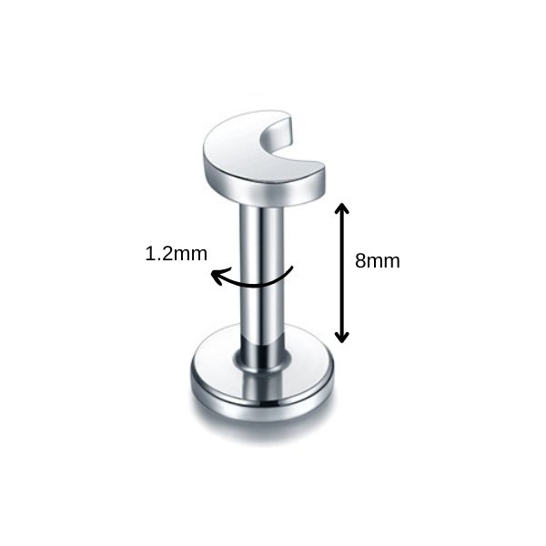 Bông tai hình mặt trăng màu bạc - 2 size - Thép 316L