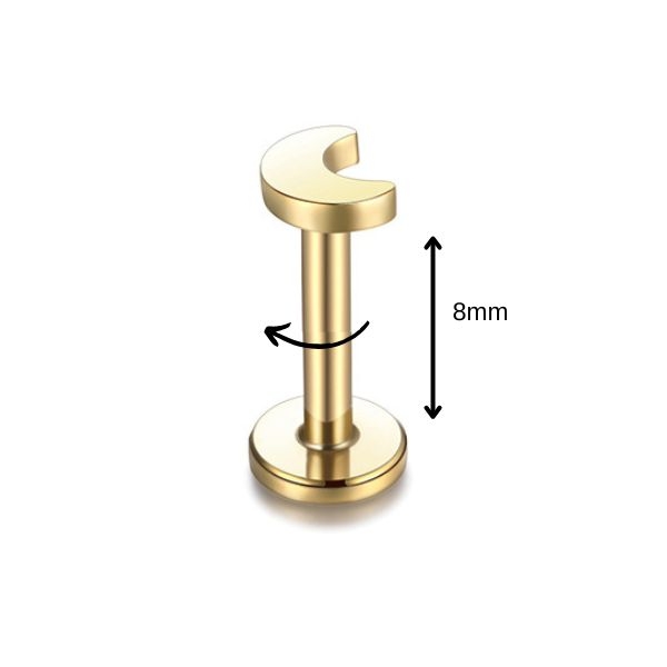 Bông tai hình mặt trăng màu vàng - 2 size - Thép 316L