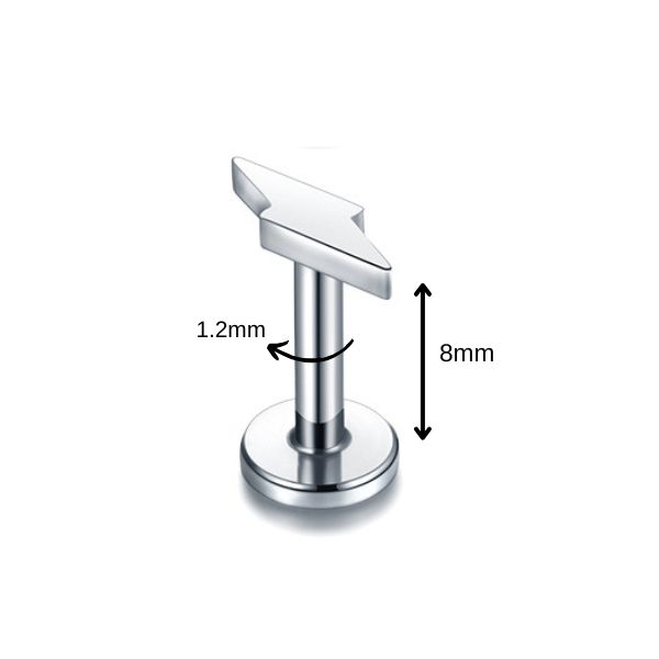Bông tai sấm sét thép không gỉ 316L, màu bạc - 2 size