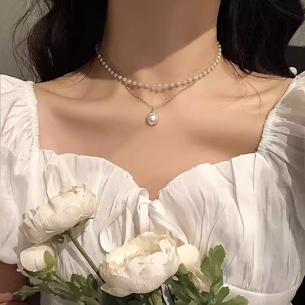 Dây chuyền vàng mặt ngọc trai nhân tạo