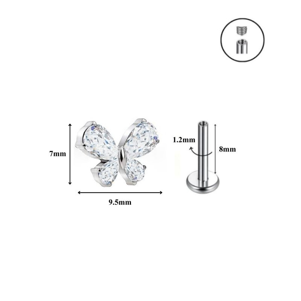 Bông tai Frozen Butterfly - Titanium - 1,2*8mm