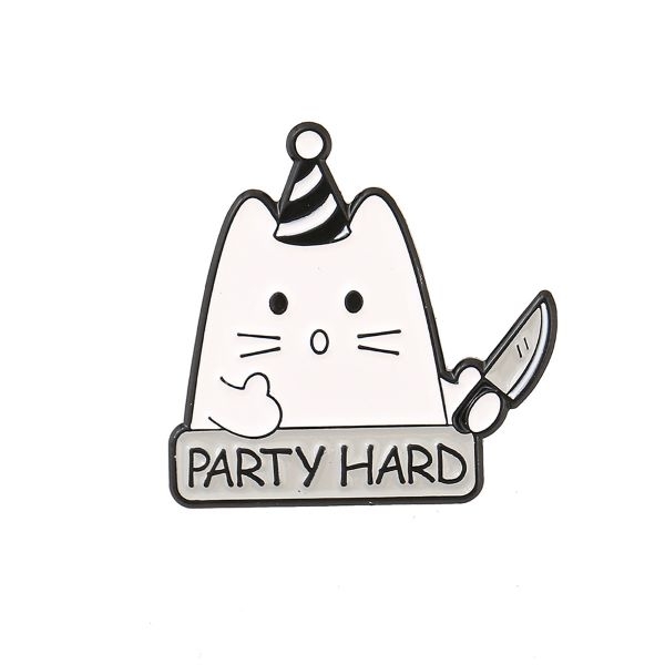 Huy hiệu cài balo hình mèo con PARTY HARD