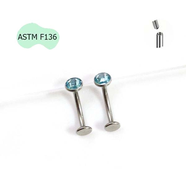 Khuyên rốn nổi Titanium đá xanh - Có 2 size