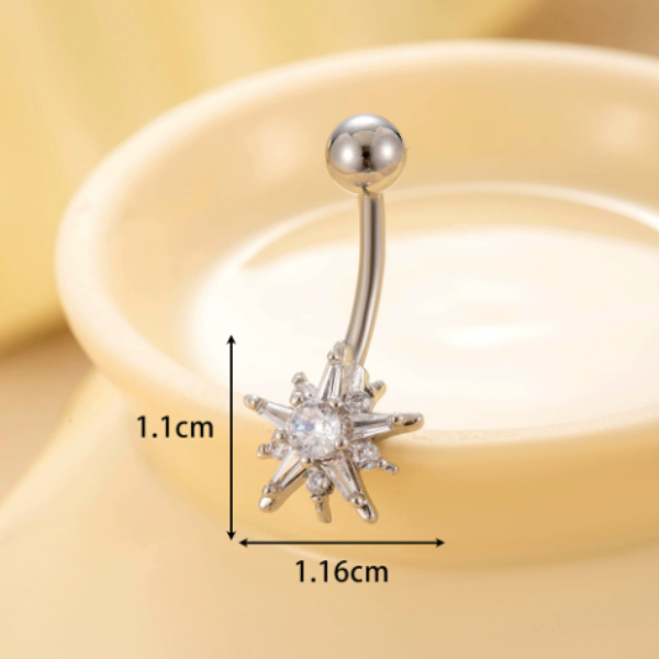 Khuyên rốn đá mặt trời lấp lánh