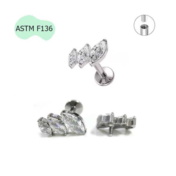 Bông tai đa giác lấp lánh - Chất liệu Titanium - 1.2*10mm