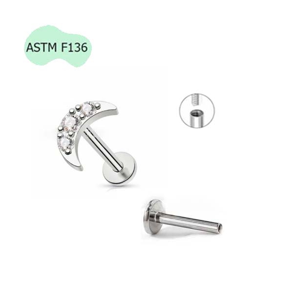 Hoa tai đá mặt trăng mini - 1.2*10mm - Titan