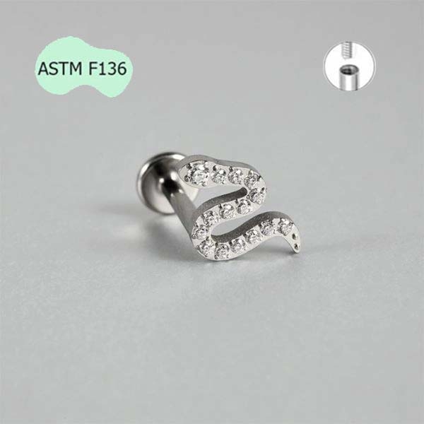 Khuyên tai Snake Titanium - 1.2*8mm - Giá tốt