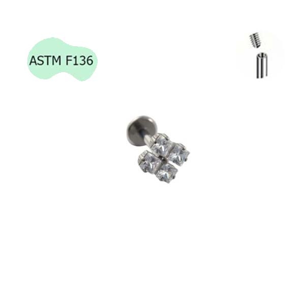 Khuyên tai đính đá hình vuông basic - Chất liệu Titanium