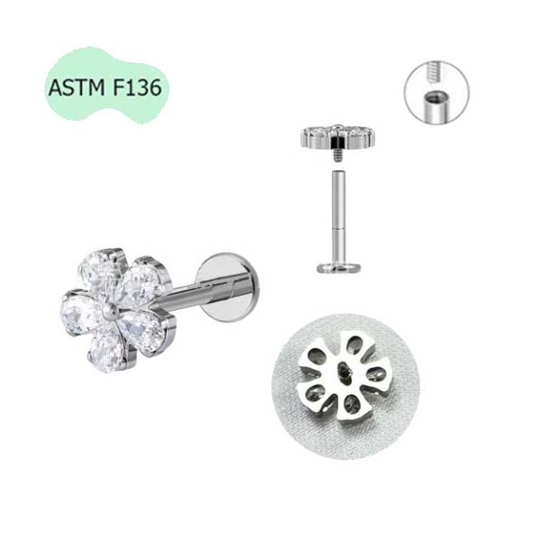 Khuyên tai bông hoa 5 cánh dễ thương Titan F136 - 2 màu