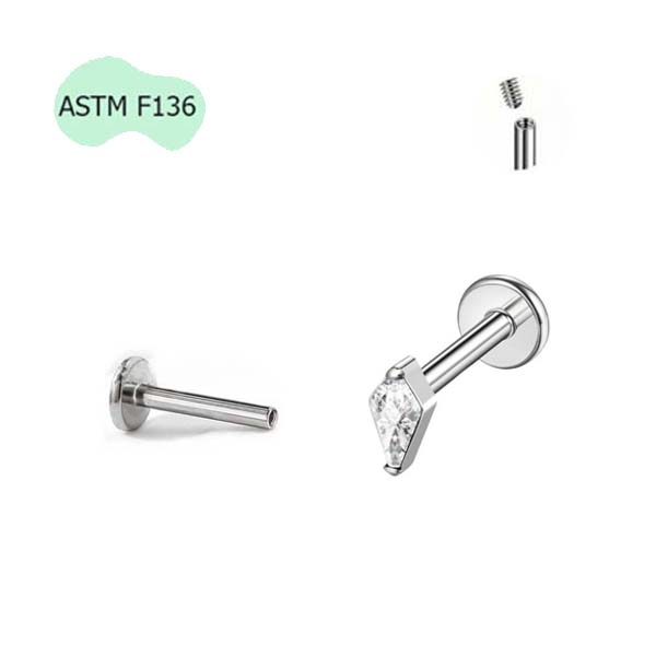 Khuyên tai đính đá hình thoi xinh xắn - Titanium - 2 Size