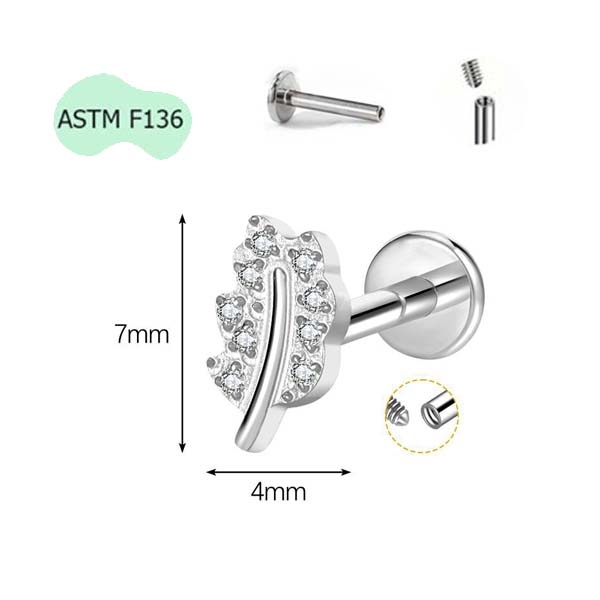 LEAF EARRING TITANIUM - SILVER