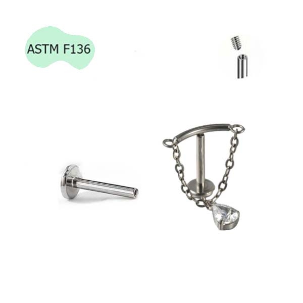Khuyên tai Hidden Helix hình giọt nước Titanium - 1.2*8mm