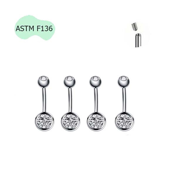 Khuyên rốn titanium đính đá giúp lỗ xỏ mau lành, chuẩn y tế