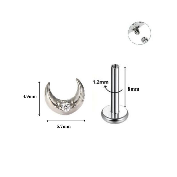 Khuyên tai Titan mặt trăng lấp lánh - 1.2*8mm