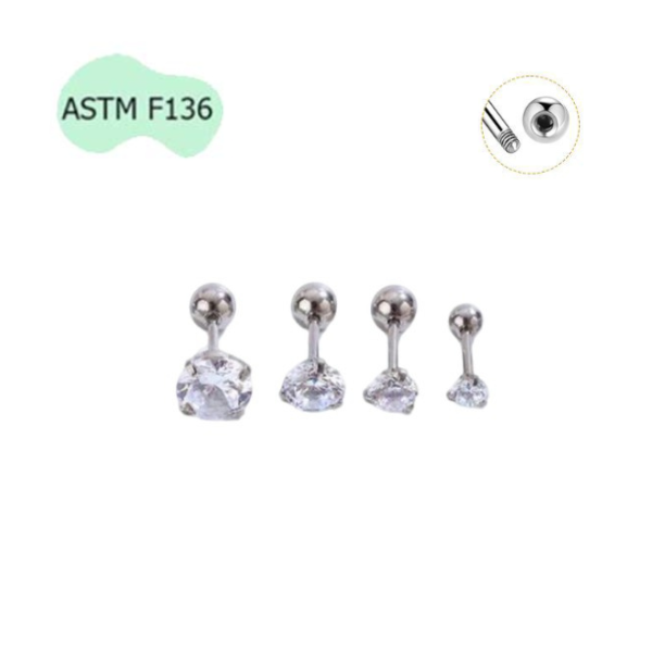 Khuyên tai titanium đính đá nhiều size