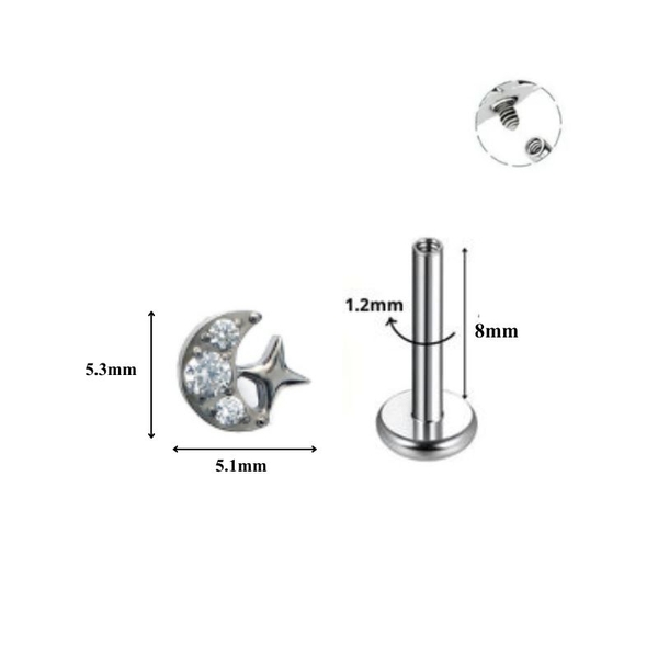 Khuyên tai Titan Vườn Sao Băng - 1.2*8mm