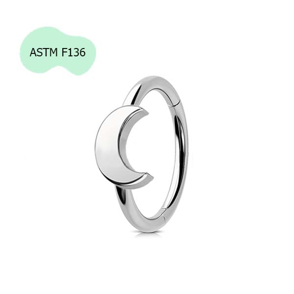 Khuyên tròn unisex mặt trăng Titan - 1.2*8mm