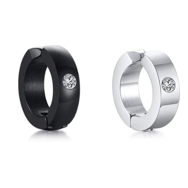 Khuyên tròn đính hạt không cần xỏ 8mm - Thép không gỉ