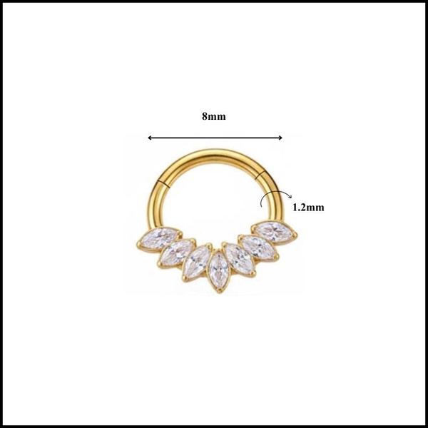 Khuyên tròn septum/daith đá xinh
