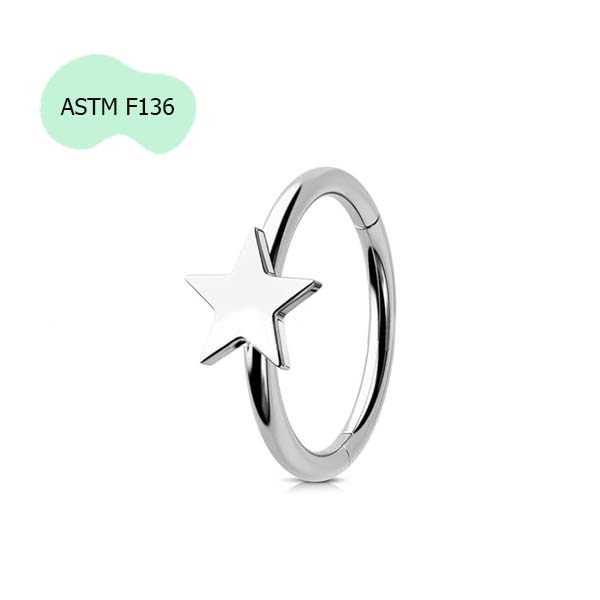 Khuyên vòng Titanium hình ngôi sao - 1.2*8mm