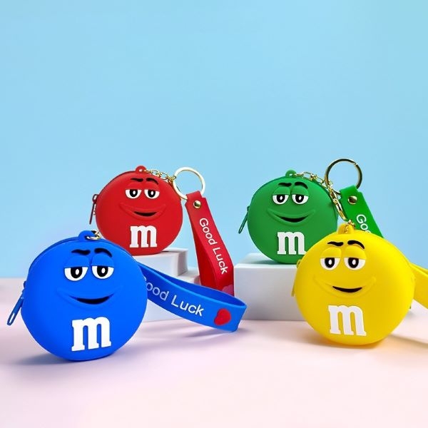 Móc khóa túi kẹo M&M - 4 màu - Có dây kéo