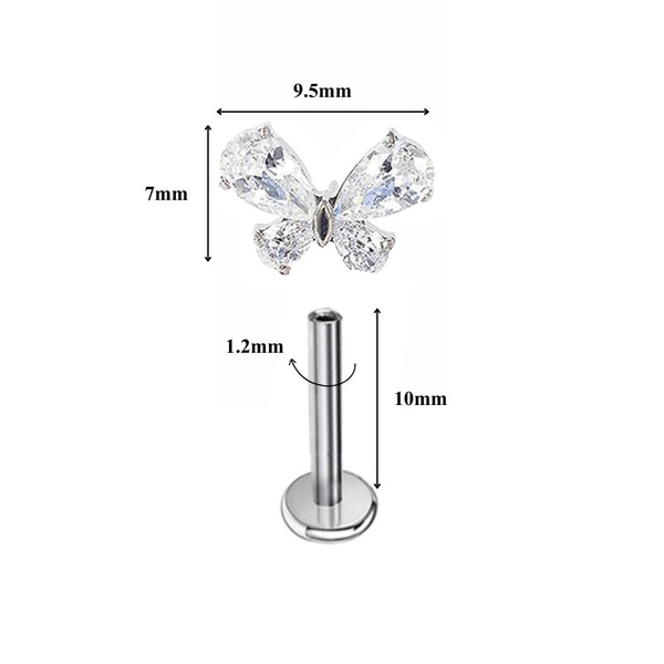 Khuyên tai Titan cánh bướm thủy tinh