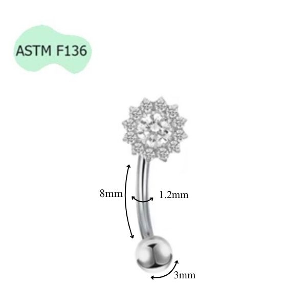 Titan F136 / Khuyên cong hình hoa mặt trời phù hợp nhiều vị trí