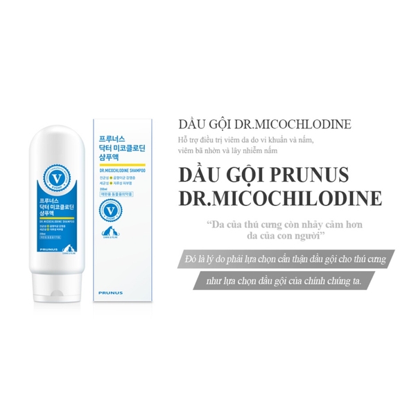 Sữa tắm đặc trị về da Prunus Dr.Micochlodine Shampoo chai xanh