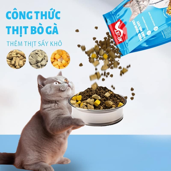 Thức ăn mèo MrVet 1kg mọi lứa tuổi 30% protein