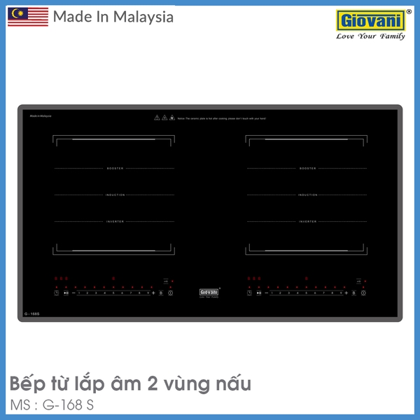 Bếp Từ 2 Vùng Nấu Lắp Âm Giovani G-168 S