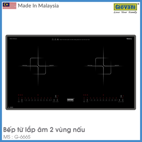 Bếp Từ 2 Vùng Nấu Lắp Âm Giovani G-666S