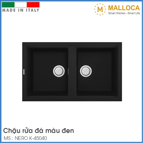 Chậu Rửa Chén Bằng Đá Malloca NERO K-45040