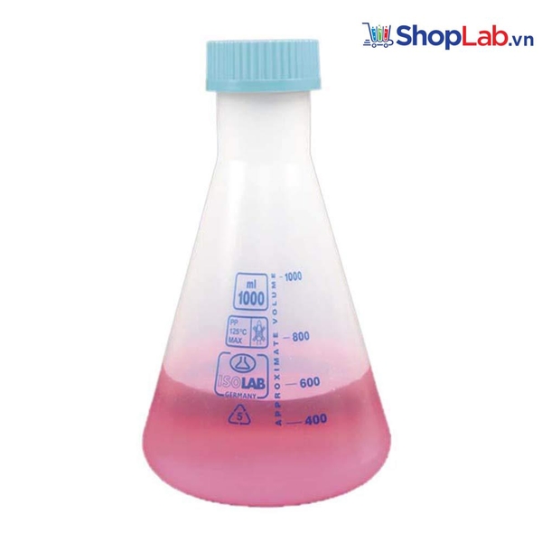 Bình tam giác nhựa trắng có nắp vặn 100ml, GL 40 028.03.100 Isolab